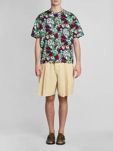 Marni Men's Pleated Cotton Shorts | Thumbnail 2 Marni Men's Pleated Cotton Shorts | Thumbnail 2