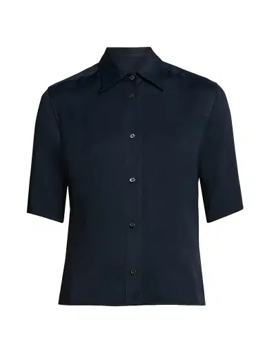 Jil Sander Women's Sable Short-Sleeve Shirt - Midnight - Size 8 | Thumbnail 1 Jil Sander Women's Sable Short-Sleeve Shirt - Midnight - Size 8 | Thumbnail 1