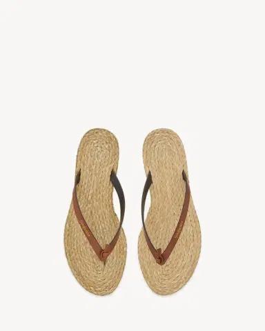 Yves Saint Laurent POOL flip-flops in smooth leather and raffia | Thumbnail 2 Yves Saint Laurent POOL flip-flops in smooth leather and raffia | Thumbnail 2