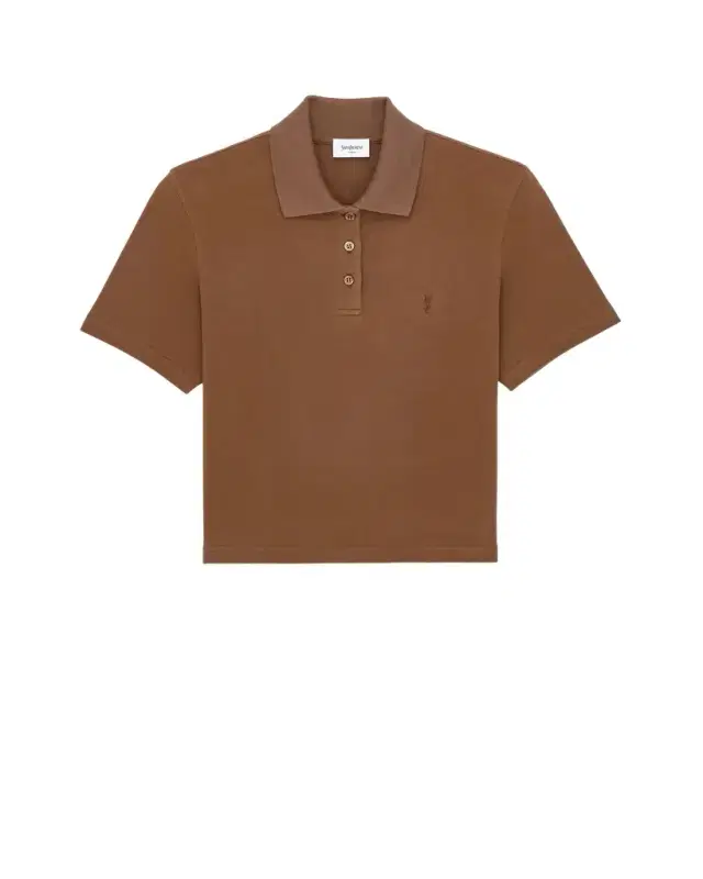 Yves Saint Laurent CASSANDRE cropped polo in cotton piqué