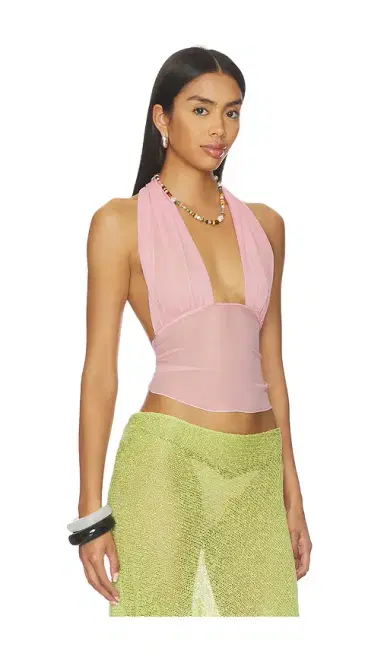 Indah Gisela Solid Gathered Tie-back Halter Top | Thumbnail 2 Indah Gisela Solid Gathered Tie-back Halter Top | Thumbnail 2