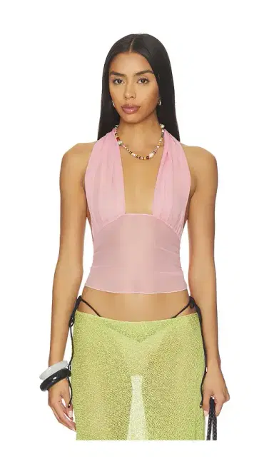 Indah Gisela Solid Gathered Tie-back Halter Top | Thumbnail 1 Indah Gisela Solid Gathered Tie-back Halter Top | Thumbnail 1