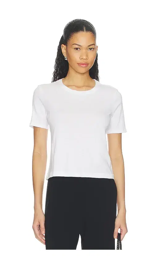 L'AGENCE Stormy Short Sleeve Crop Crew Neck Tee