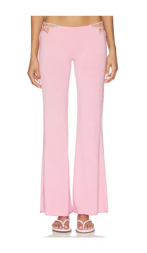 Indah Valentina Solid Low Rise Long Pant With Embroidered Rose Kerawang Detail