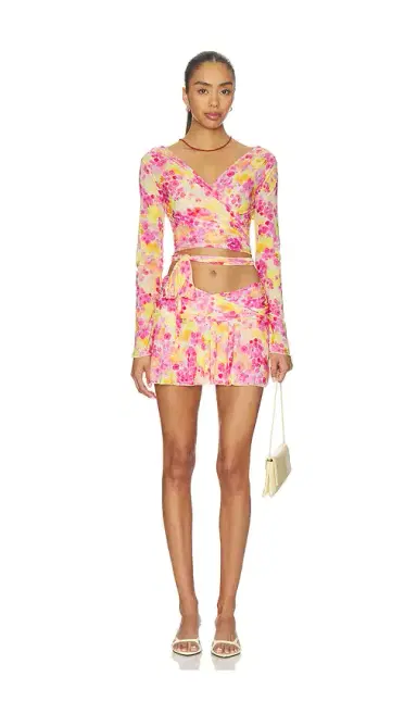 Indah Leo Printed Crossover Gathered Band Mini Skirt | Thumbnail 5 Indah Leo Printed Crossover Gathered Band Mini Skirt | Thumbnail 5