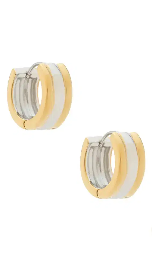 petit moments Mixed Metal Huggie Earrings