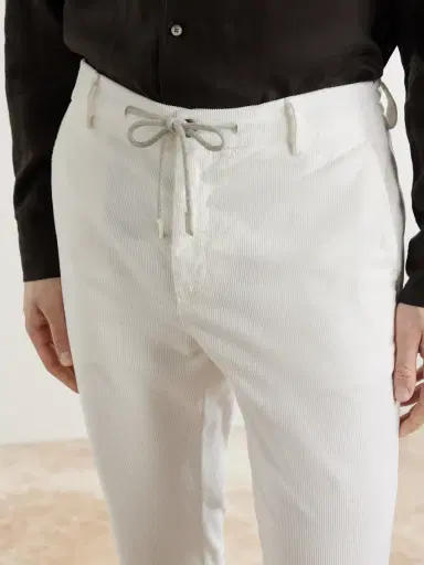 ELEVENTY Straight-Leg Cotton-Blend Corduroy Drawstring Trousers - Men | Thumbnail 5
