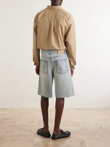 Loewe Wide-Leg Anagram-Embroidered Denim Shorts - Men | Thumbnail 4
