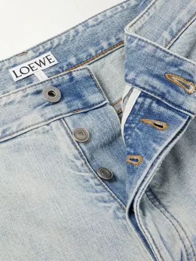 Loewe Wide-Leg Anagram-Embroidered Denim Shorts - Men | Thumbnail 5