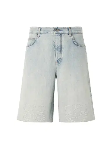 Loewe Wide-Leg Anagram-Embroidered Denim Shorts - Men | Thumbnail 1