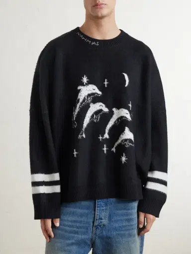 Nahmias Dolphin Dreams Logo-Embroidered Cotton and Wool-Blend Sweater - Men | Thumbnail 3