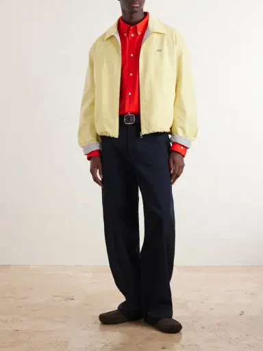 Loewe Logo-Embroidered Wide-Leg Cotton-Blend Drill Trousers - Men | Thumbnail 2