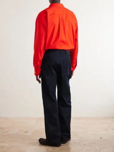 Loewe Logo-Embroidered Wide-Leg Cotton-Blend Drill Trousers - Men | Thumbnail 4