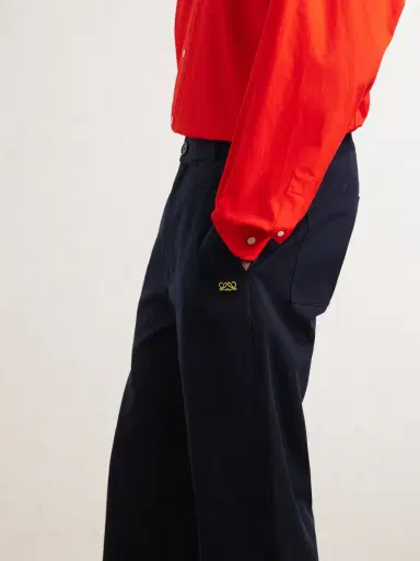 Loewe Logo-Embroidered Wide-Leg Cotton-Blend Drill Trousers - Men | Thumbnail 5