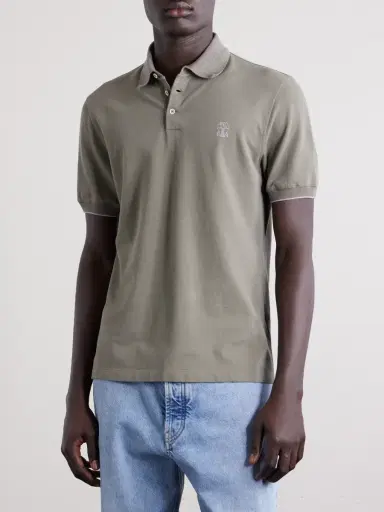 Brunello Cucinelli Logo-Print Cotton-Piqué Polo Shirt - Men | Thumbnail 3 Brunello Cucinelli Logo-Print Cotton-Piqué Polo Shirt - Men | Thumbnail 3