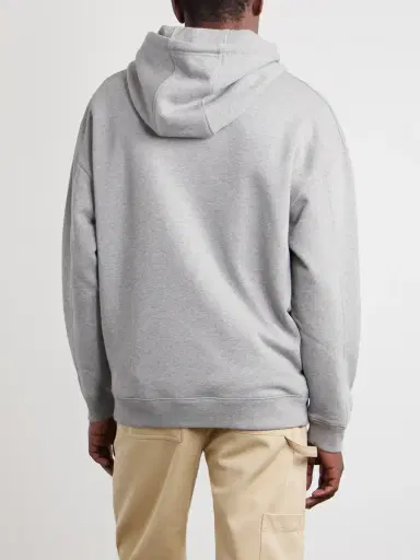 Loewe Anagram-Embroidered Leather-Trimmed Cotton-Fleece Hoodie - Men | Thumbnail 4 Loewe Anagram-Embroidered Leather-Trimmed Cotton-Fleece Hoodie - Men | Thumbnail 4