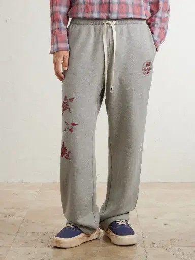 Nahmias Youth Enrichment Wide-Leg Logo-Print Distressed Cotton Sweatpants - Men | Thumbnail 3