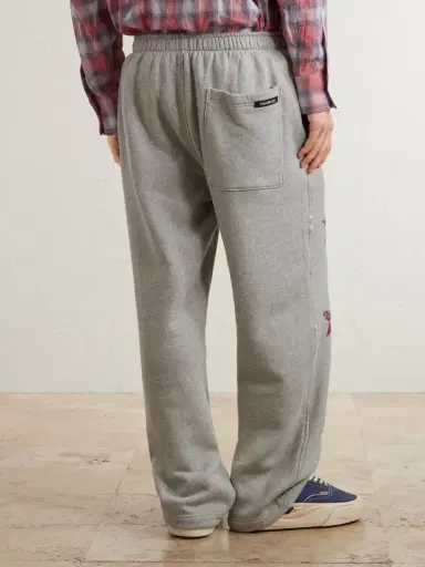 Nahmias Youth Enrichment Wide-Leg Logo-Print Distressed Cotton Sweatpants - Men | Thumbnail 4