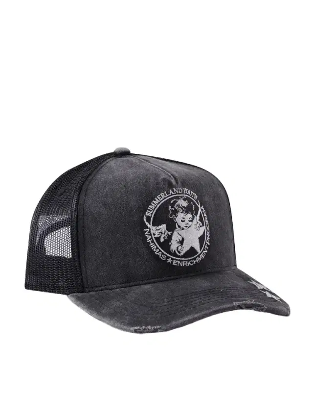 Nahmias Youth Enrichment Embroidered Distressed Cotton and Mesh Trucker Cap - Men