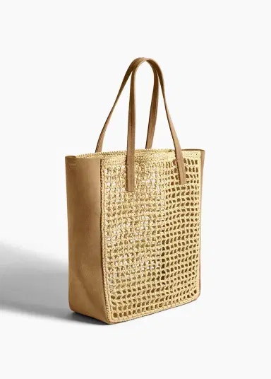 Khaite Zoe Tote In Natural Raffia With Mud Suede | Thumbnail 2