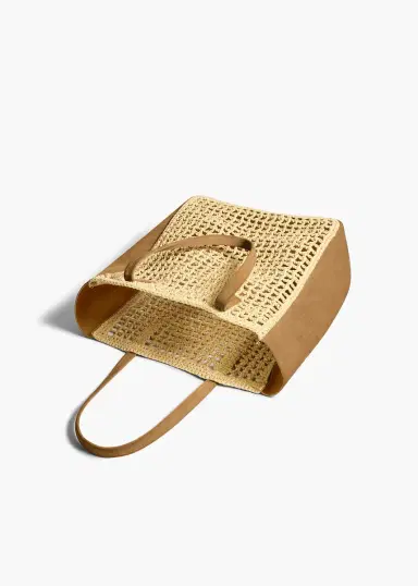 Khaite Zoe Tote In Natural Raffia With Mud Suede | Thumbnail 4