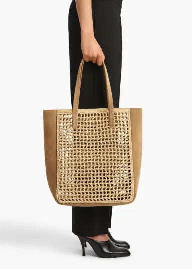 Khaite Zoe Tote In Natural Raffia With Mud Suede | Thumbnail 5