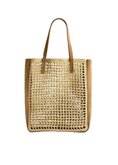 Khaite Zoe Tote In Natural Raffia With Mud Suede | Thumbnail 1