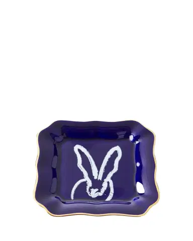 Hunt Slonem Portrait Plate with Gold Rim - Cobalt | Thumbnail 1