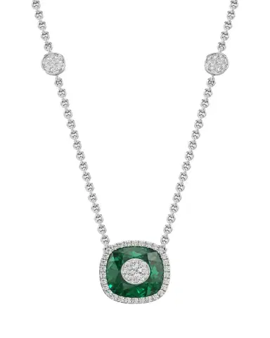 Bhansali 18K White Gold 10mm Cushion-Cut Fusion Necklace with Diamonds | Thumbnail 1 Bhansali 18K White Gold 10mm Cushion-Cut Fusion Necklace with Diamonds | Thumbnail 1