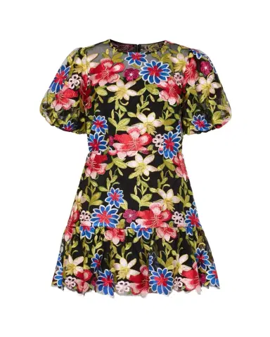 Milly Yasmin Floral-Embroidered Flounce Mini Dress | Thumbnail 1 Milly Yasmin Floral-Embroidered Flounce Mini Dress | Thumbnail 1
