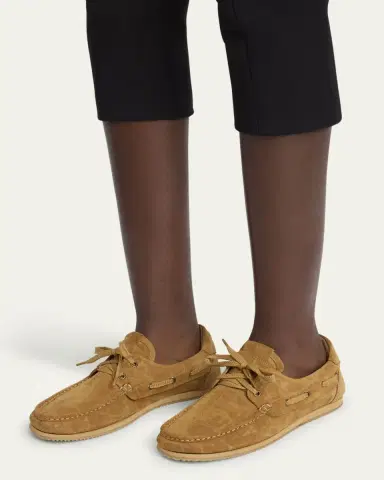 Jacquemus Moc-Toe Croc-Embossed Suede Boat Shoes | Thumbnail 2 Jacquemus Moc-Toe Croc-Embossed Suede Boat Shoes | Thumbnail 2