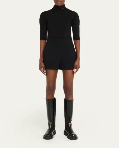 Valentino Garavani Vitello Brass VLogo Leather Knee-High Boots | Thumbnail 3
