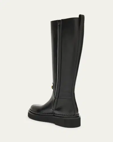 Valentino Garavani Vitello Brass VLogo Leather Knee-High Boots | Thumbnail 4