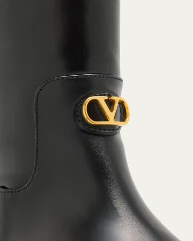 Valentino Garavani Vitello Brass VLogo Leather Knee-High Boots | Thumbnail 5