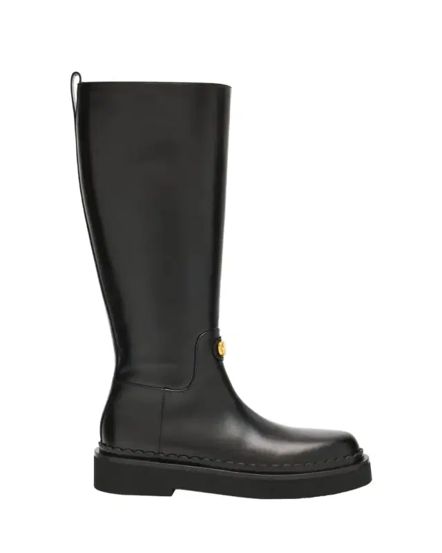Vitello Brass VLogo Leather Knee-High Boots