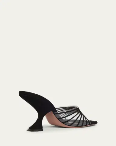 Amina Muaddi Mookie Suede PVC Comma-Heel Mules | Thumbnail 3 Amina Muaddi Mookie Suede PVC Comma-Heel Mules | Thumbnail 3