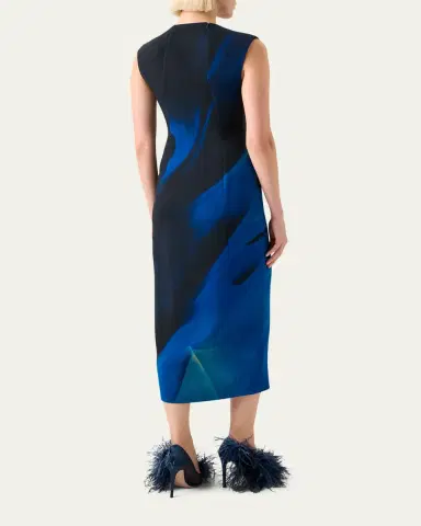 Akris Printed Double-Face Wool Midi Dress | Thumbnail 3 Akris Printed Double-Face Wool Midi Dress | Thumbnail 3