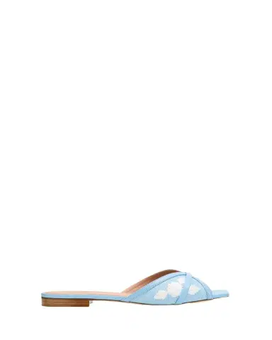 Malone Souliers Perla Raffia Leather Flat Slide Sandals | Thumbnail 1