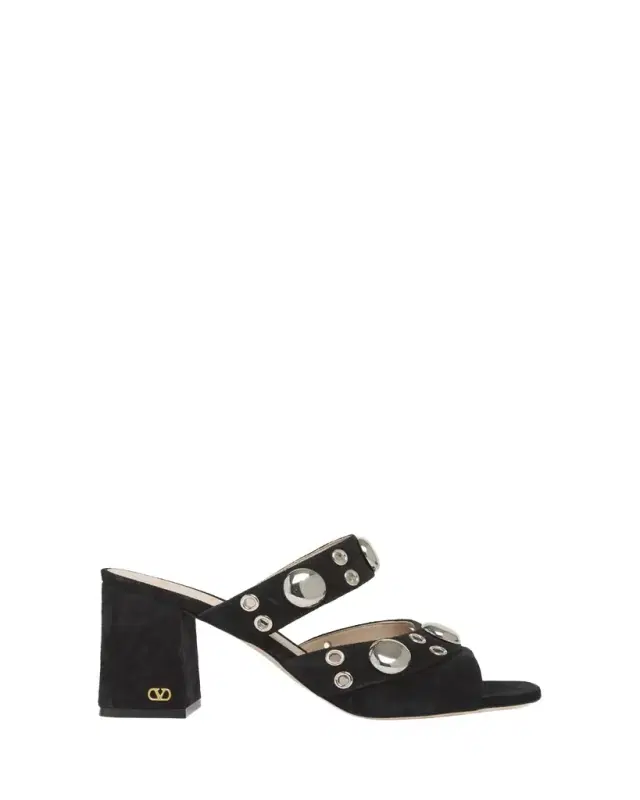 75mm Studded Suede Mule Sandals