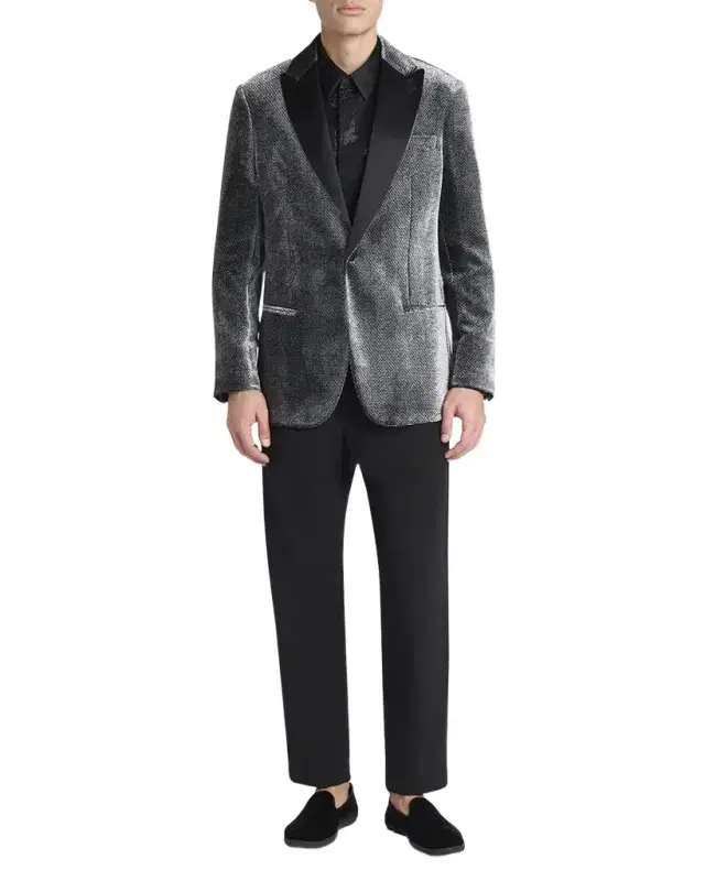 Men's Velvet-Effect Peak Lapel Dinner Jacket