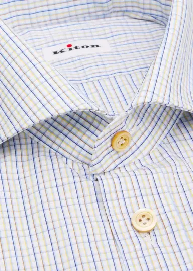 Kiton Men's Cotton Graph Check Classic-Fit Dress Shirt | Thumbnail 2 Kiton Men's Cotton Graph Check Classic-Fit Dress Shirt | Thumbnail 2