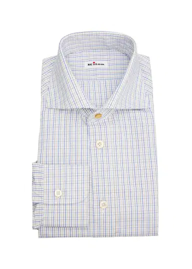 Kiton Men's Cotton Graph Check Classic-Fit Dress Shirt | Thumbnail 3 Kiton Men's Cotton Graph Check Classic-Fit Dress Shirt | Thumbnail 3