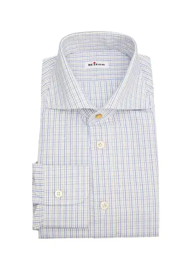 Kiton Men's Cotton Graph Check Classic-Fit Dress Shirt | Thumbnail 1 Kiton Men's Cotton Graph Check Classic-Fit Dress Shirt | Thumbnail 1