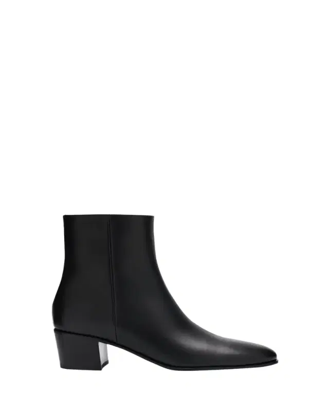 Glove Leather Block-Heel Booties