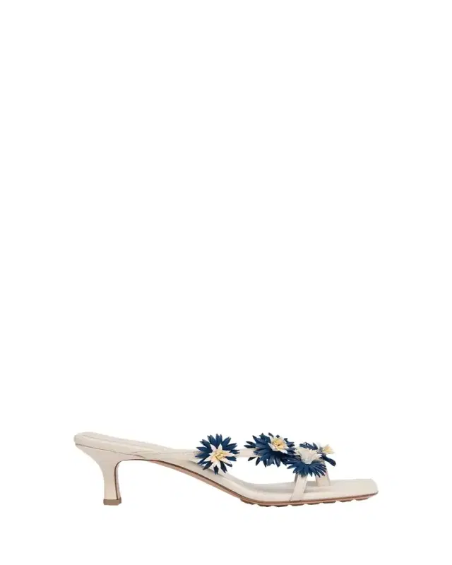 Bottega Veneta Riva Floral Leather Kitten-Heel Sandals