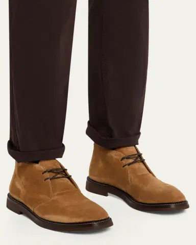 Brunello Cucinelli Men's Suede Rubber-Sole Chukka Boots | Thumbnail 2