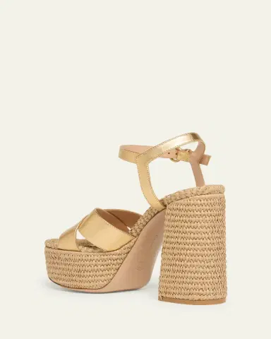 Gianvito Rossi Metallic Raffia Crisscross Platform Sandals | Thumbnail 2 Gianvito Rossi Metallic Raffia Crisscross Platform Sandals | Thumbnail 2