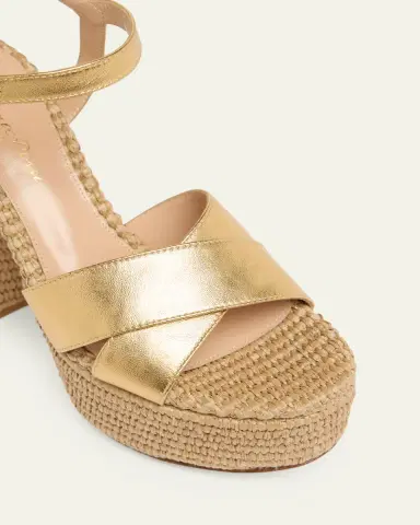 Gianvito Rossi Metallic Raffia Crisscross Platform Sandals | Thumbnail 3 Gianvito Rossi Metallic Raffia Crisscross Platform Sandals | Thumbnail 3