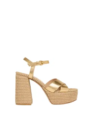 Gianvito Rossi Metallic Raffia Crisscross Platform Sandals | Thumbnail 1 Gianvito Rossi Metallic Raffia Crisscross Platform Sandals | Thumbnail 1