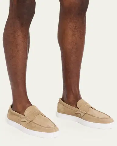 Christian Louboutin Men's The Harold I Flat Leather Red-Sole Boat Shoes | Thumbnail 2